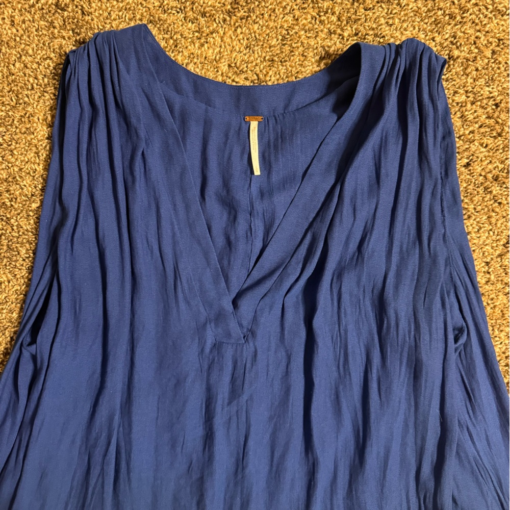 Free People Darcy Cobalt Blue Sleeveless Top Size Large - Picture 7 of 8